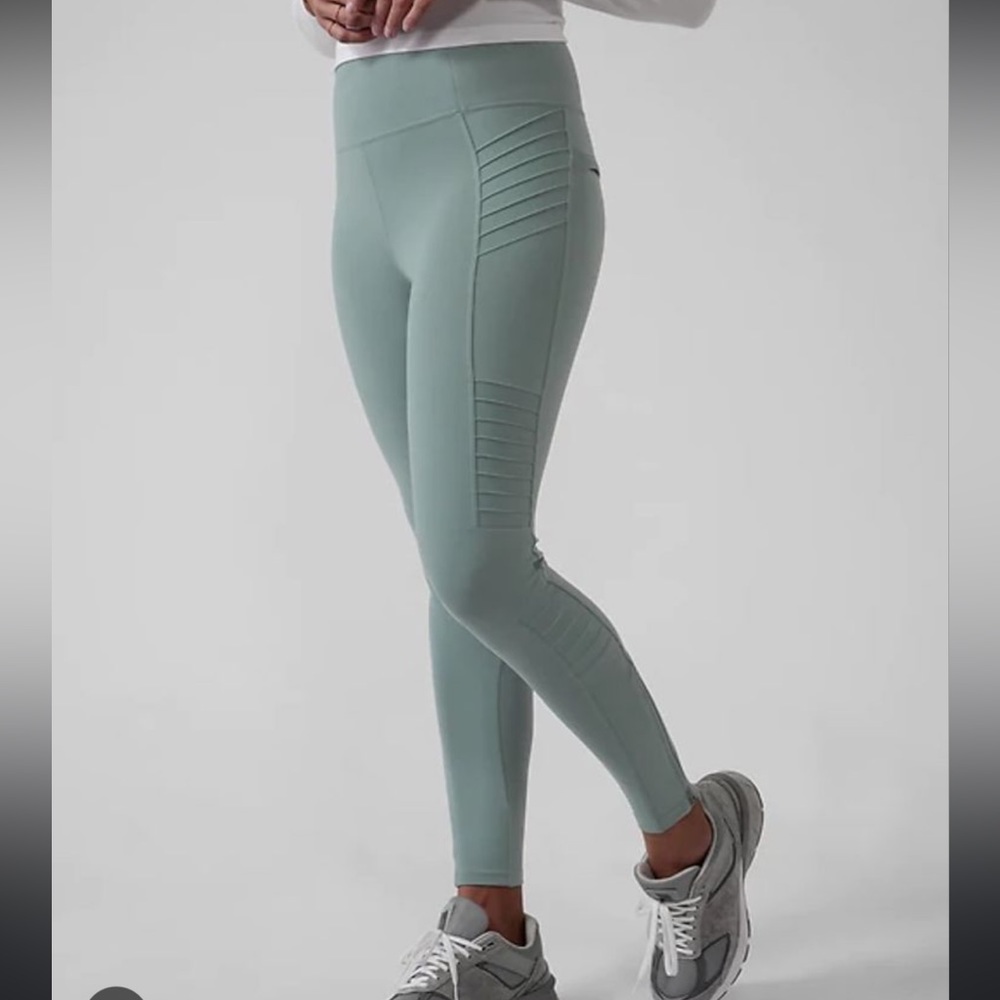 Athleta delancey moto tights size xs in dusty blue